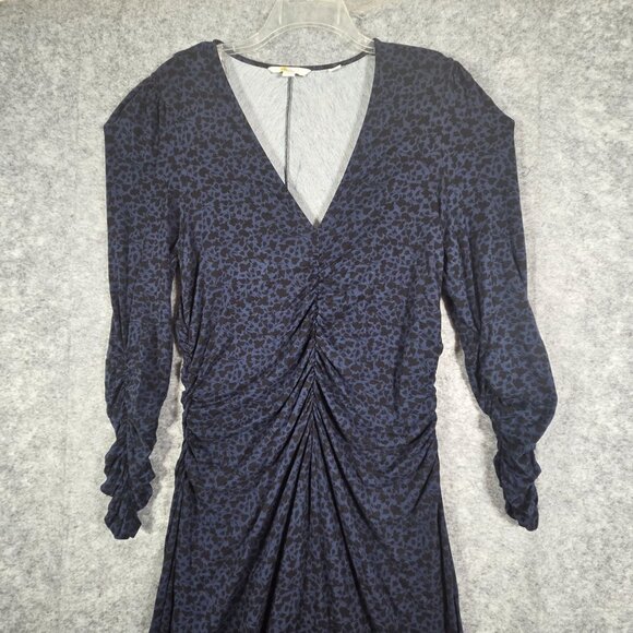 Boden Long Sleeve Midi Dress V Neck Dark Blue Women's Size 16/18R Modest Strech - Picture 3 of 9